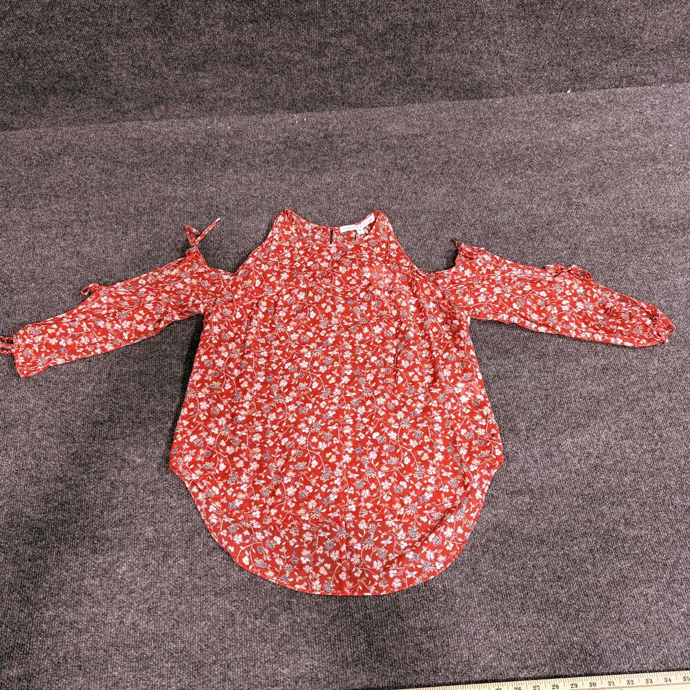 Veronica Beard Flynn Bow Blouse Womens 12 Silk Cold Shoulder Floral Top